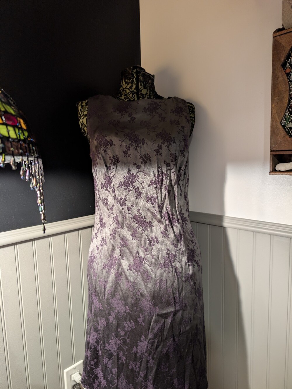Sleeveless Purple Floral Ombre Dress